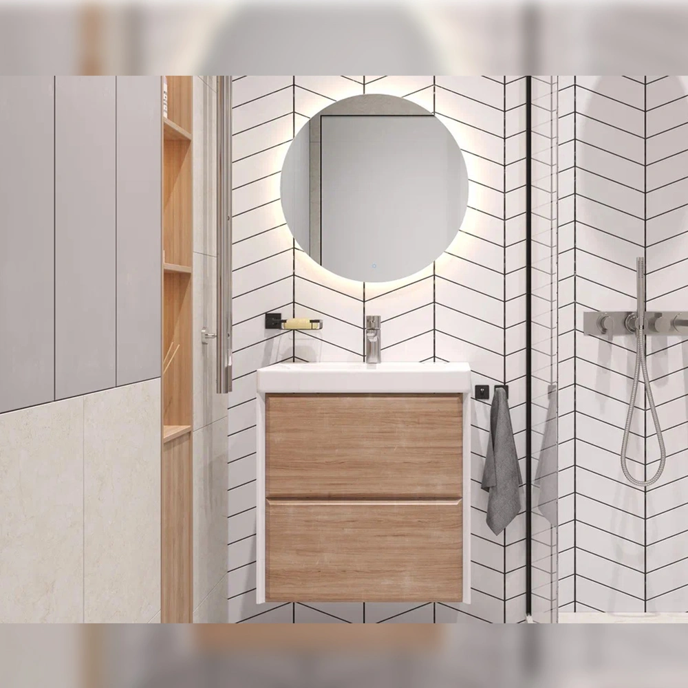 Тумба с раковиной подвесная Velvex Gesso tp.GES.9696.60.2Y белый матовый/дуб сонома, 60 см от магазина Vanna-Vanna.ru!
