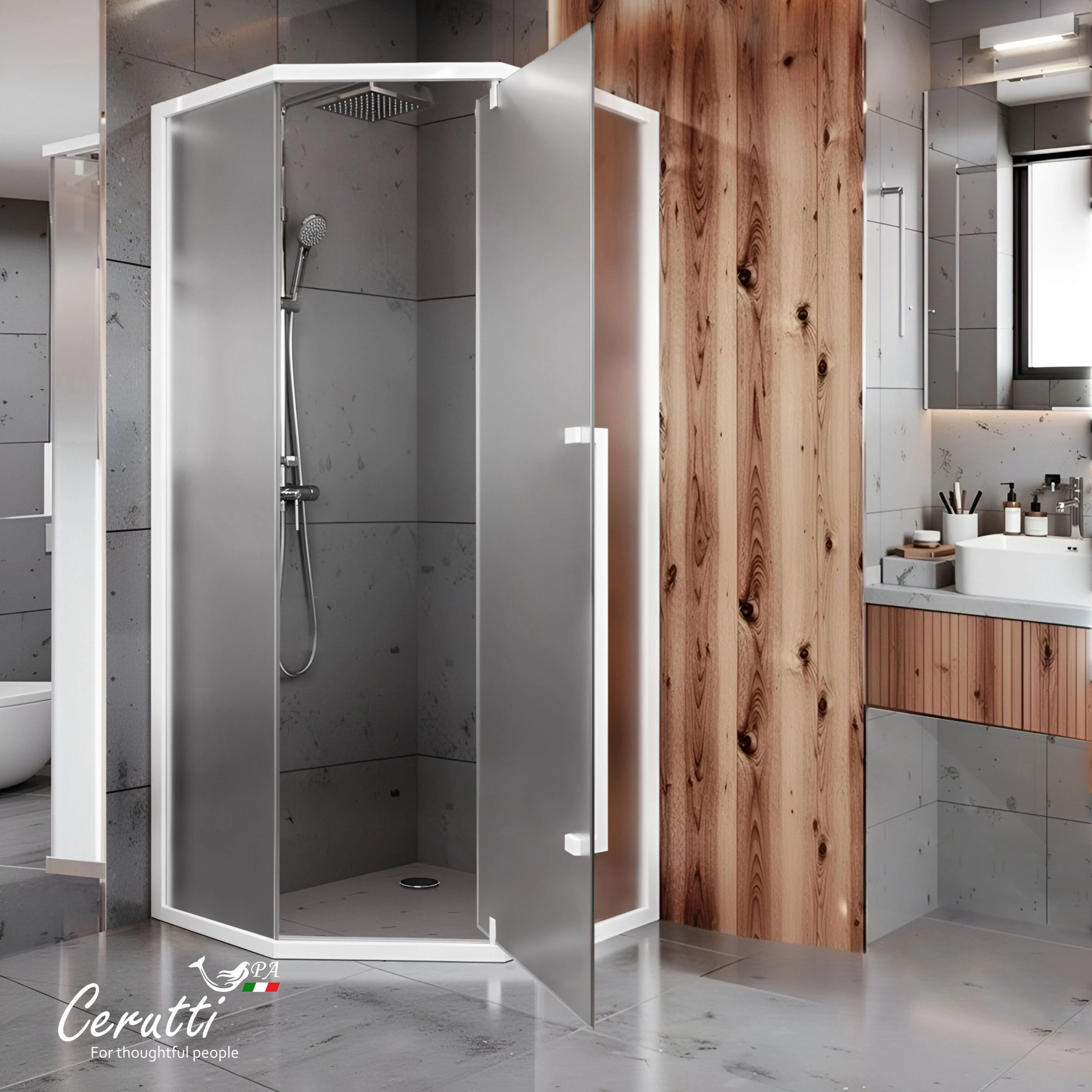 Душевое ограждение Ceruttispa C3AWF R (90x90x195) от магазина Vanna-Vanna.ru!