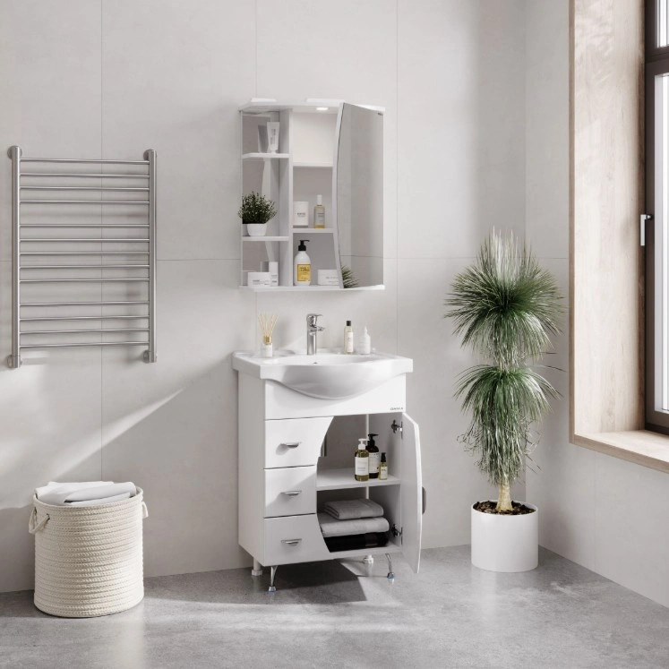 Зеркало-шкаф Onika Луна 60.01 R свет, белый от магазина Vanna-Vanna.ru!