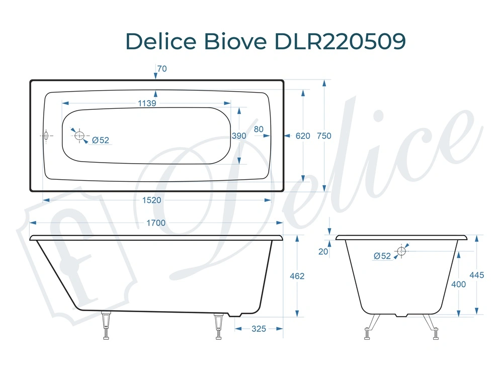 Ванна чугунная Delice Biove 170х75 DLR220509 от магазина Vanna-Vanna.ru!