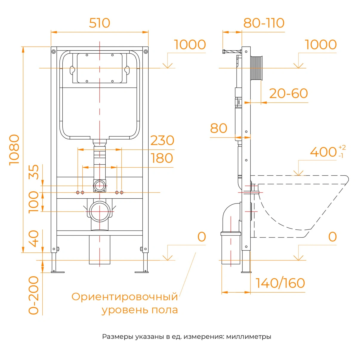 Инсталляция RGW SWI-04 с кнопкой, для подвесного унитаза от магазина Vanna-Vanna.ru!