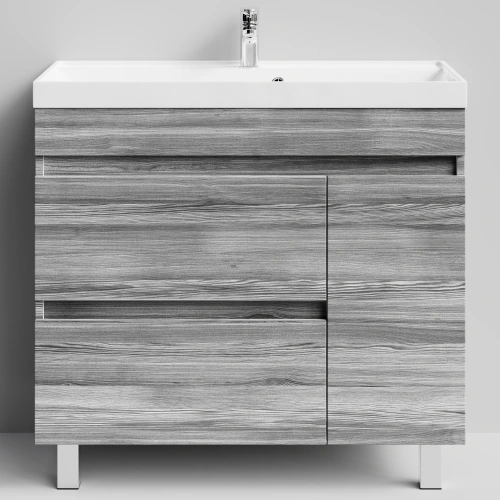 Тумба с раковиной Vod-ok Бест 90 правая дверь, напольная, Лиственница структурная контрастно-серая от магазина Vanna-Vanna.ru!