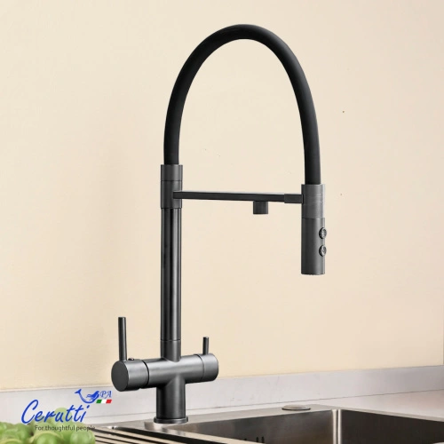Cмеситель для кухни Ceruttispa Торре GR (TORRE GR) из нержавеющей стали, цвет серый матовый от магазина Vanna-Vanna.ru!