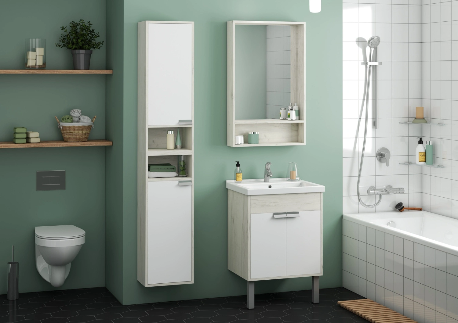 Шкаф навесной Aquaton Флай 35 L/R, белый, дуб крафт от магазина Vanna-Vanna.ru!