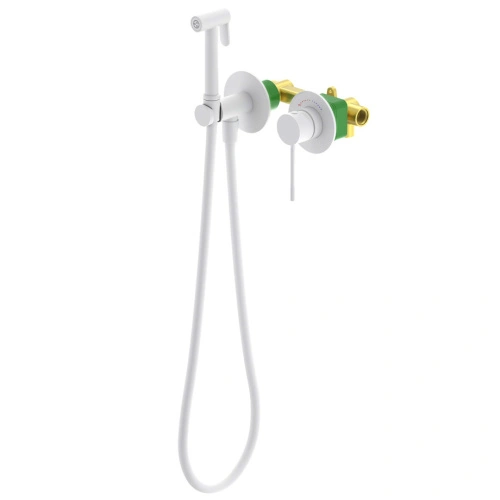 Смеситель встроенный с гигиеническим душем с защитой от ожогов Timo Saona 2339/16SM белый матовый от магазина Vanna-Vanna.ru!