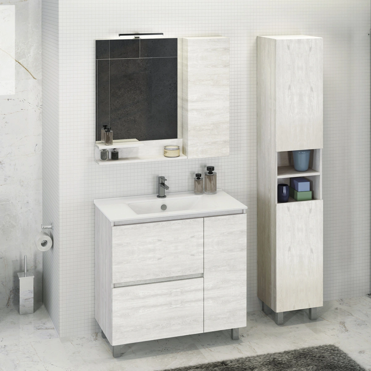 Зеркало-шкаф Comforty Верона-90 дуб белый от магазина Vanna-Vanna.ru!
