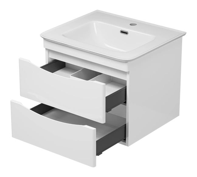 Тумба с раковиной Misty Мираж 60 подвесной, белый матовый от магазина Vanna-Vanna.ru!