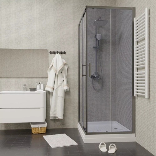 Душевой уголок Parly QZ71S N L/R прямоугольный, с низким поддоном, тонированное стекло, хром от магазина Vanna-Vanna.ru!