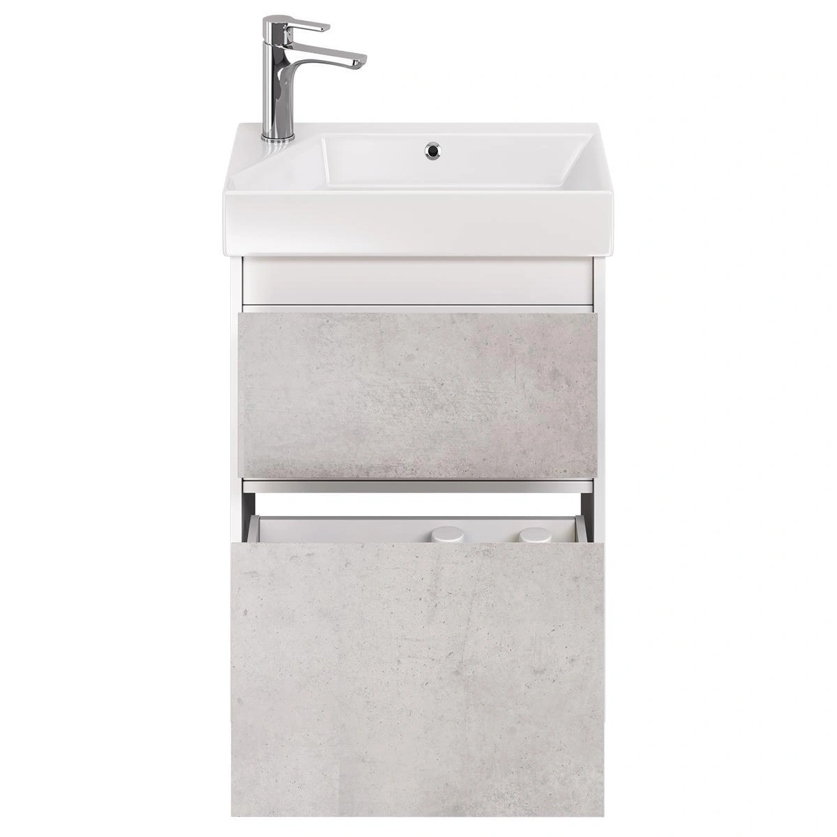 Тумба с раковиной подвесная Dreja Slim 55 см, белый/бетон от магазина Vanna-Vanna.ru!