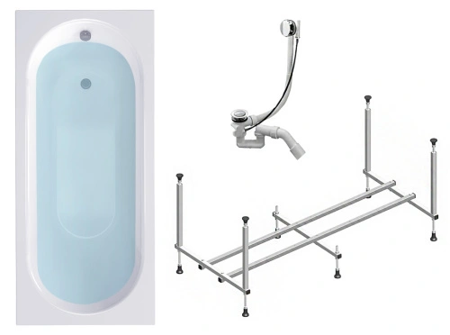 Комплект (3в1) Акриловая ванна TIMO ROHA1570 150*70*58+каркас+слив-перелив