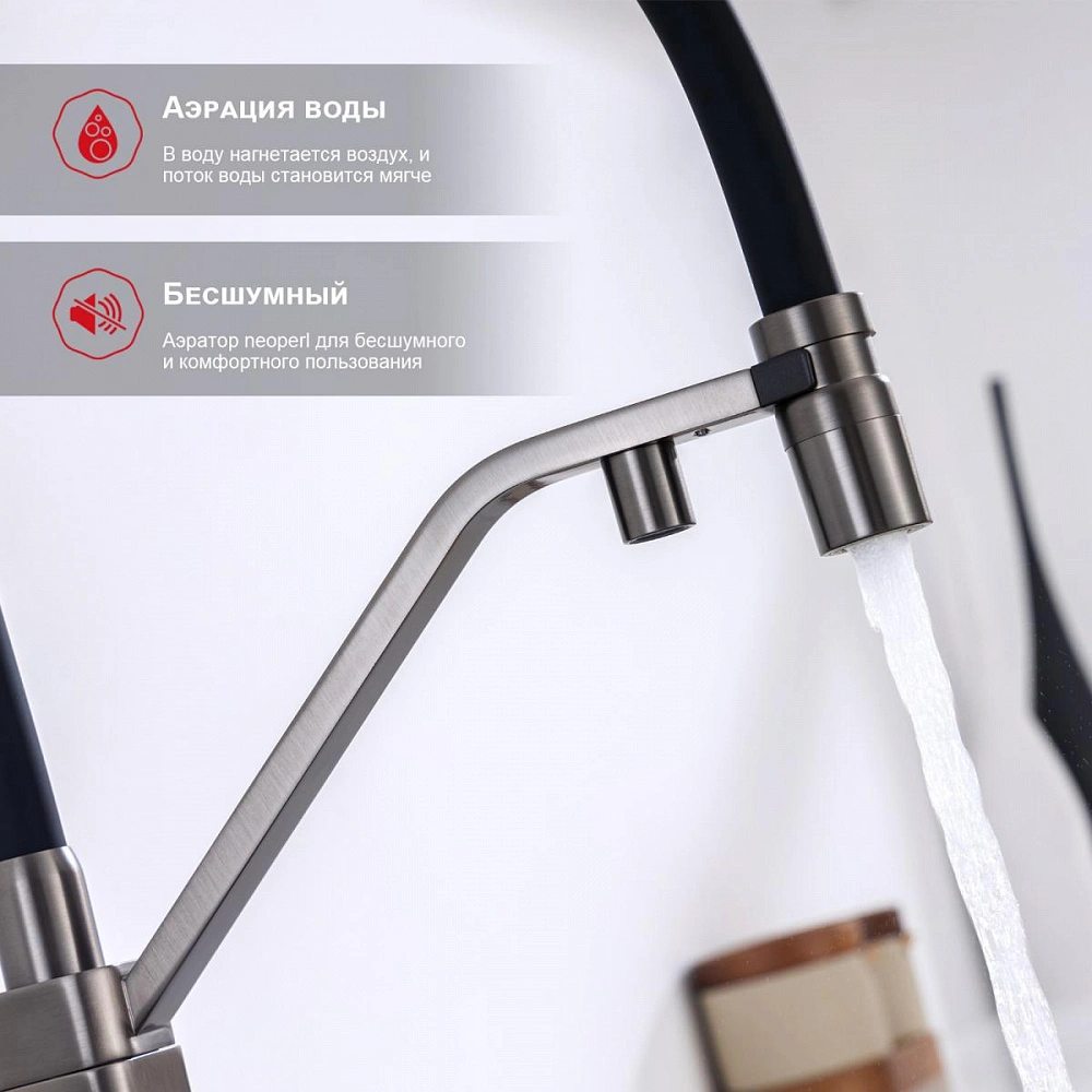 Смеситель для кухни с подключением фильтра Raglo R85.62.09, графит от магазина Vanna-Vanna.ru!