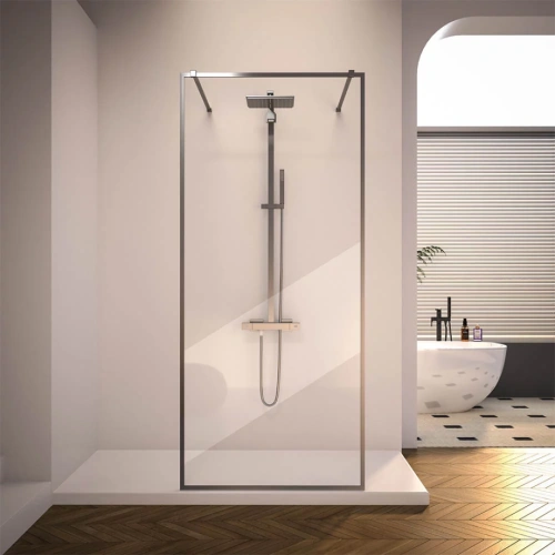 Душевая перегородка Veconi Korato KR-90GR, 1100x2000, брашированный графит, прозрачное стекло от магазина Vanna-Vanna.ru!