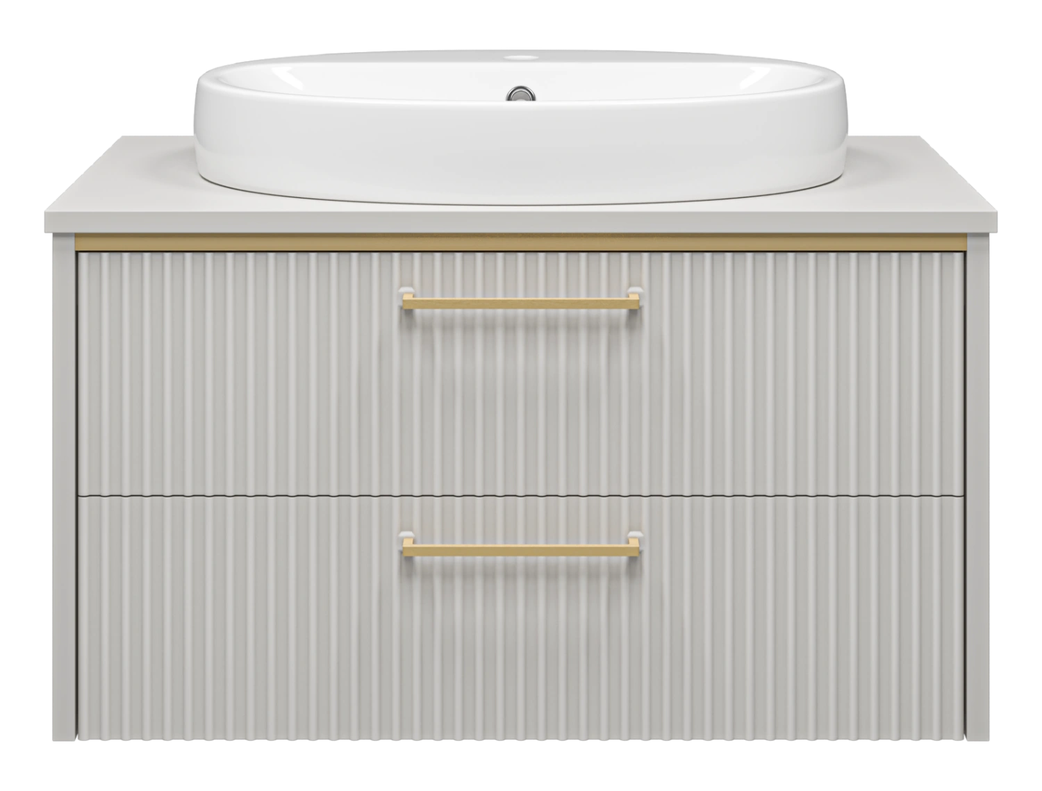 Тумба с раковиной Brevita Elche 80 подвесная, серый/патина золото