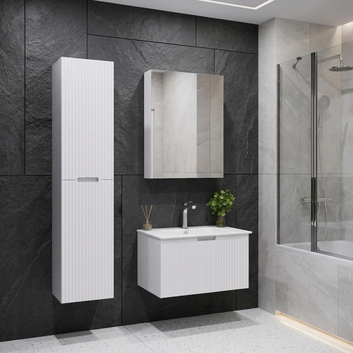 Тумба подвесная Comforty Муром-70П белая матовая с раковиной 70E от магазина Vanna-Vanna.ru!