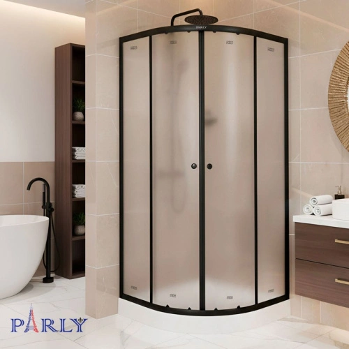 Душевой уголок Parly ZF911B 90х90 см, с поддоном, профиль матовый черный, стекло матовое от магазина Vanna-Vanna.ru!