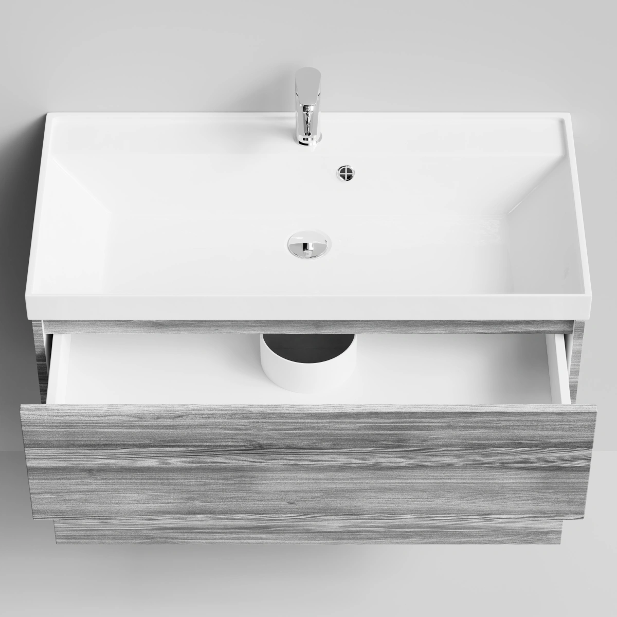 Тумба с раковиной Vod-ok Бест 90  подвесная, Лиственница структурная контрастно-серая от магазина Vanna-Vanna.ru!