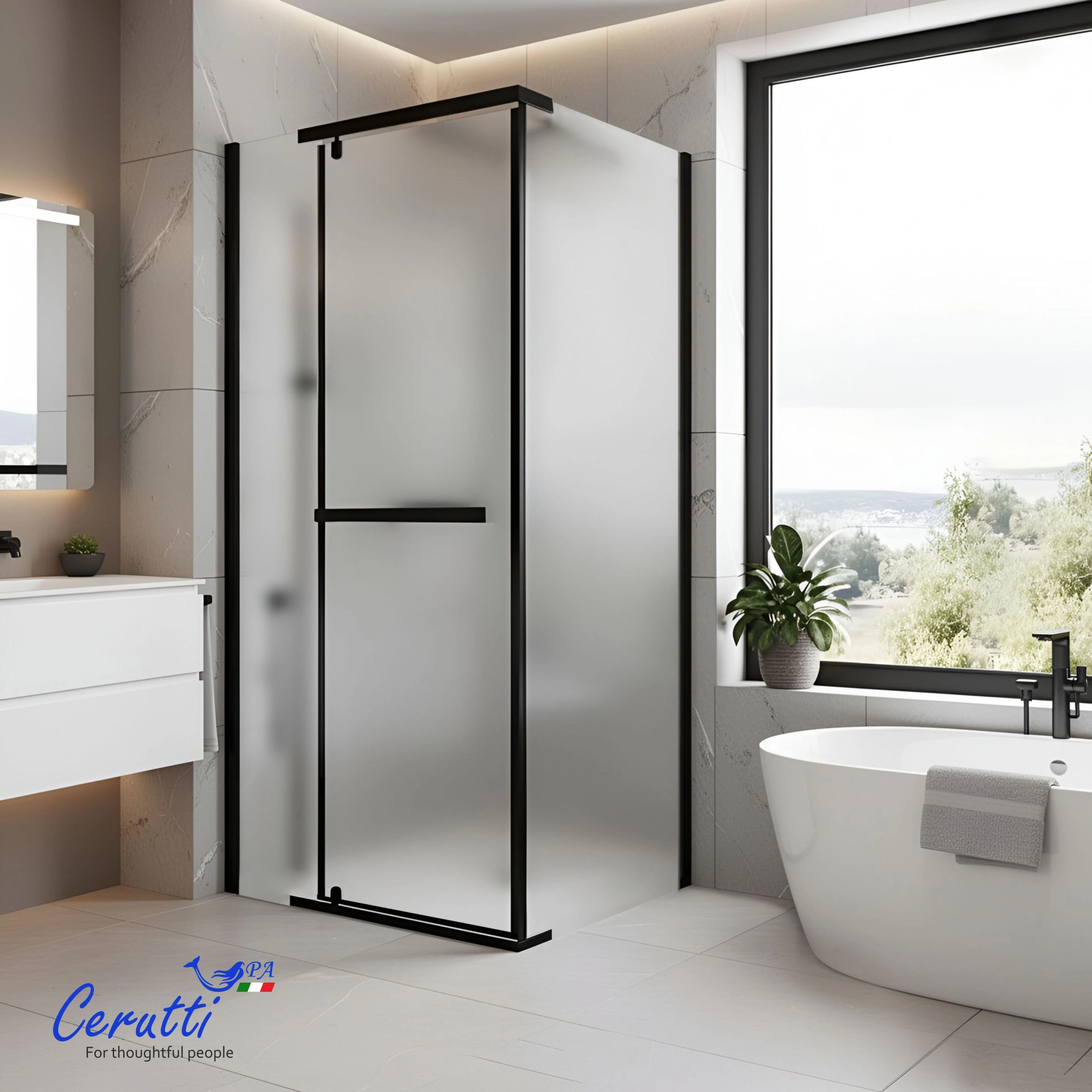 Душевое ограждение Ceruttispa МИМИ (MIMI) ZQ91BF (90x90x195) от магазина Vanna-Vanna.ru!