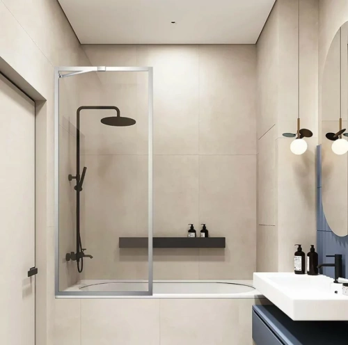 Стеклянная шторка Veconi PL85-90-01-C7, хром, стекло прозрачное от магазина Vanna-Vanna.ru!