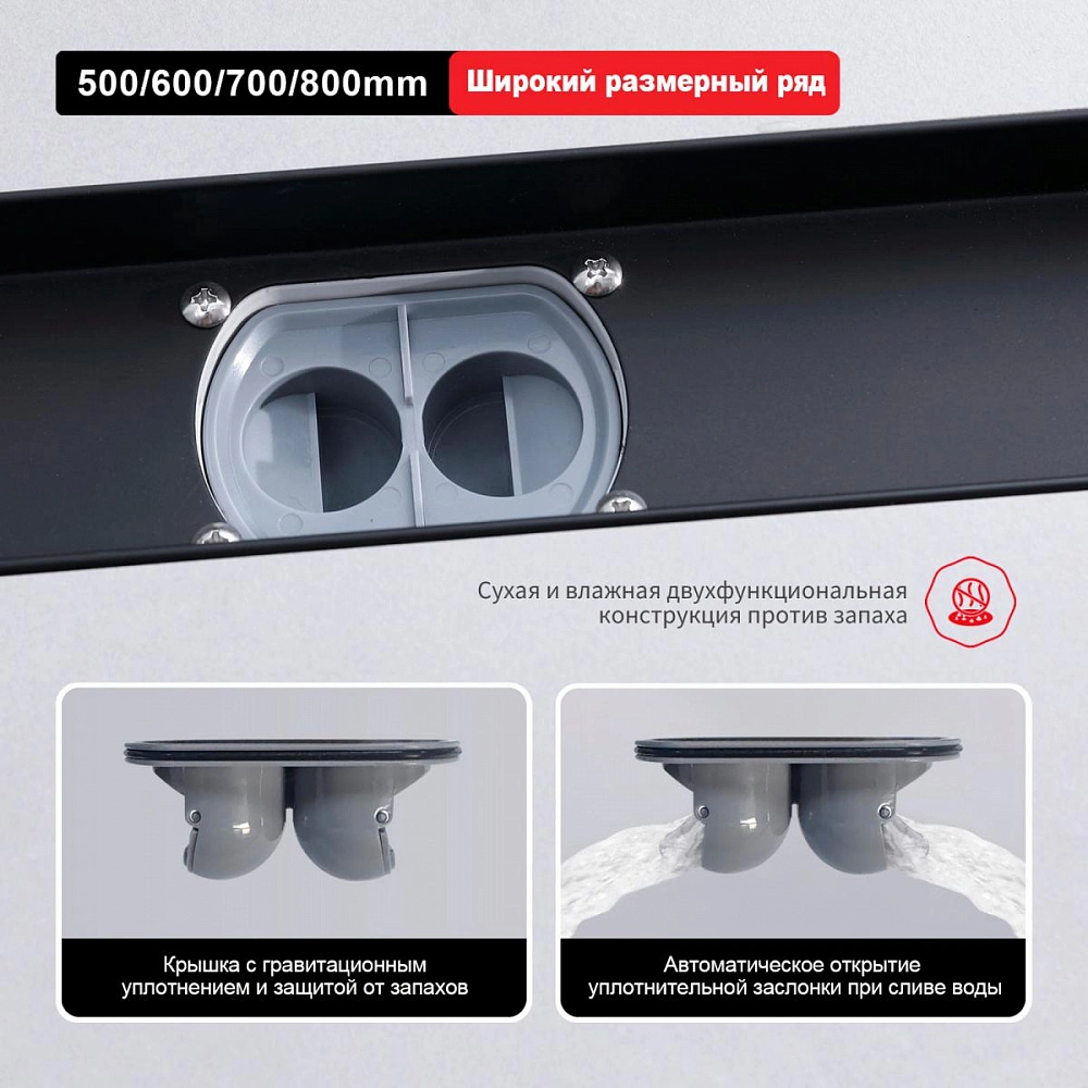 Душевой лоток (двухсторонняя решетка) Raglo R652.70.06, черный от магазина Vanna-Vanna.ru!