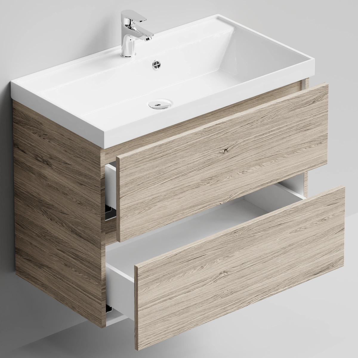 Тумба с раковиной Vod-ok Бест 80  подвесная, Дубослив ореховый светлый от магазина Vanna-Vanna.ru!