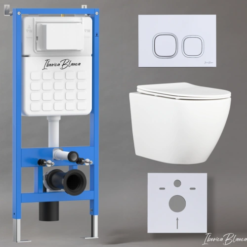 Комплект 3в1 IBERICA BLANCA инсталляция SILENCIO, унитаз BILBAO ALTO белый, кнопка смыва ESTI-Q белый глянцевый (IB001.BLA.231.831) от магазина Vanna-Vanna.ru!