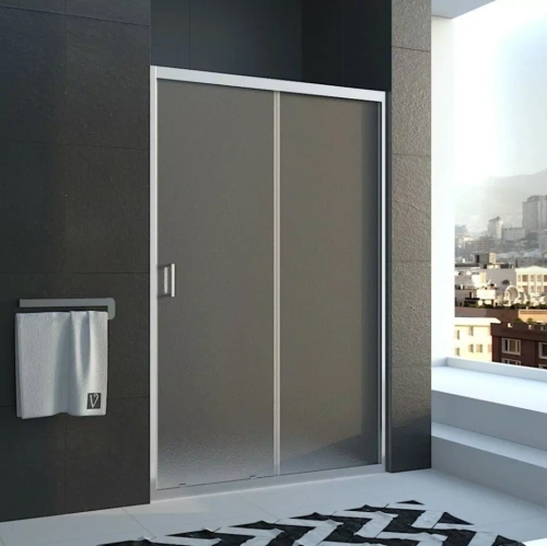 Душевая дверь Veconi VN46-120-02 Pear в нишу, раздвижная, матовое стекло, хром от магазина Vanna-Vanna.ru!