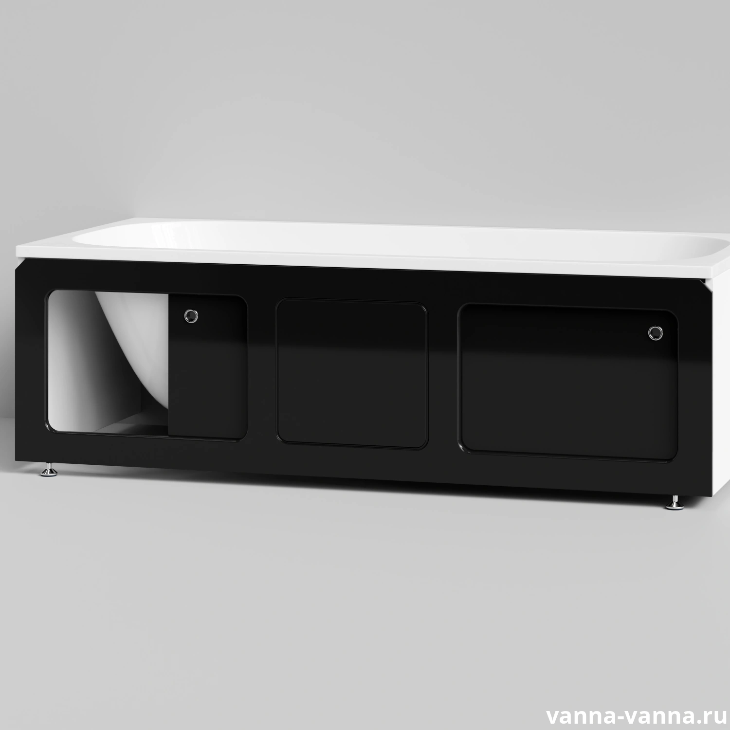 Экран под ванну Vod-ok Хит 180 раздвижной Черный глянец от магазина Vanna-Vanna.ru!