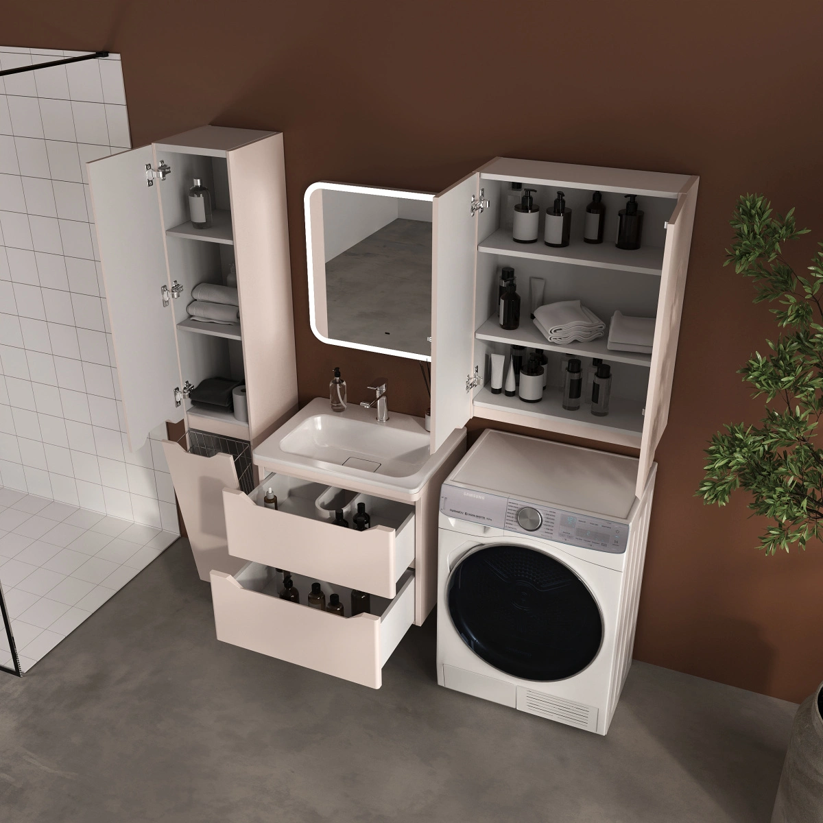 Тумба подвесная Style Line Марелла 60 (2 ящ.) антискрейтч карамель с раковиной Марелла Люкс 600х400 от магазина Vanna-Vanna.ru!