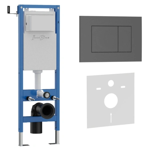 Комплект 2в1 IBERICA BLANCA инсталляция SILENCIO MINI, кнопка смыва ESTI-S серый матовый (IB.001M.856) от магазина Vanna-Vanna.ru!