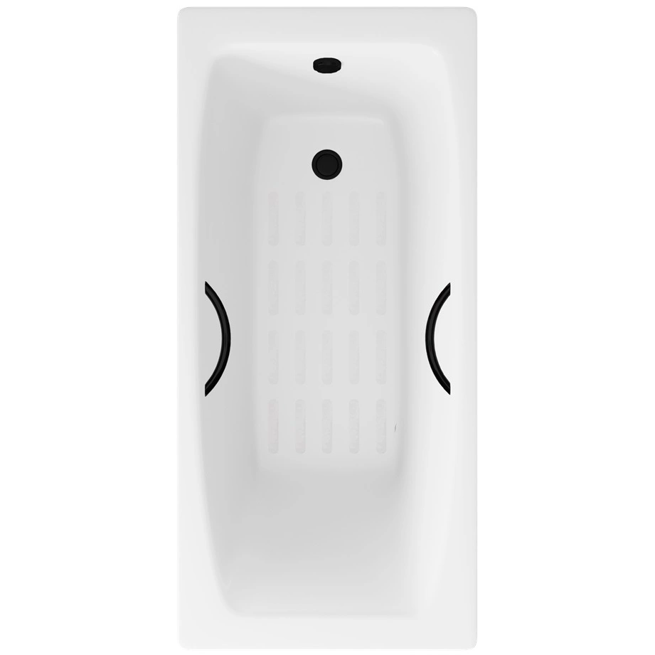 Ванна чугунная Delice Repos 150х70 DLR220507RB-AS с черными матовыми ручками и антискользящим покрытием от магазина Vanna-Vanna.ru!