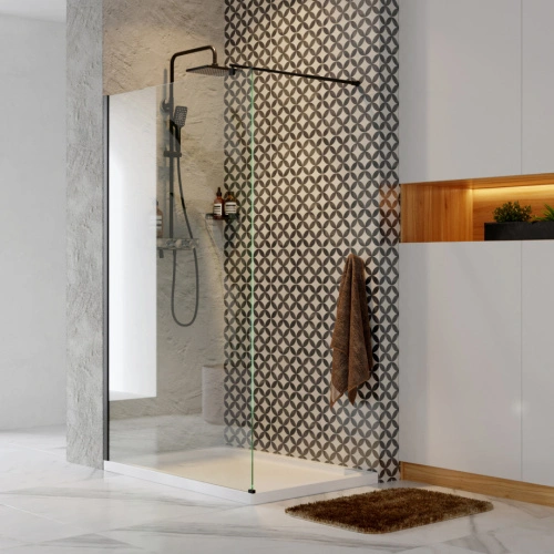 Душевая перегородка WasserKraft Abens 20W46 110x200 прозрачное стекло, профиль черный от магазина Vanna-Vanna.ru!