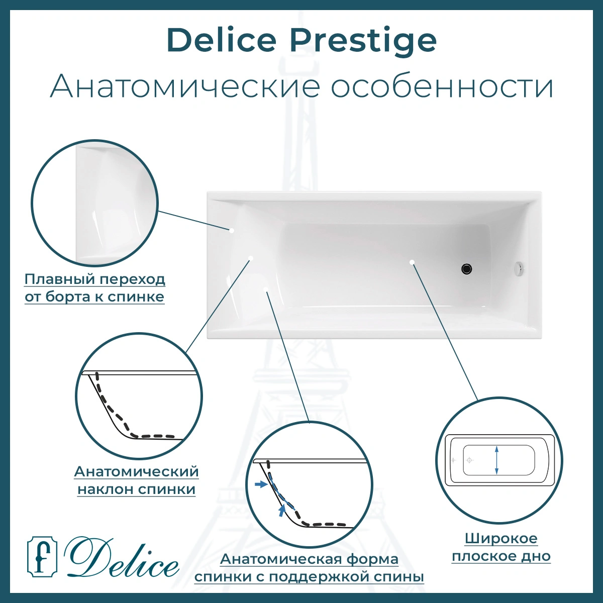 Ванна чугунная Delice Prestige 170х75 DLR230625 от магазина Vanna-Vanna.ru!