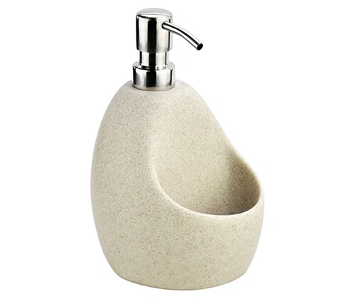 Дозатор для мыла WasserKraft K-8099 с емкостью для губки, хром, бежевый