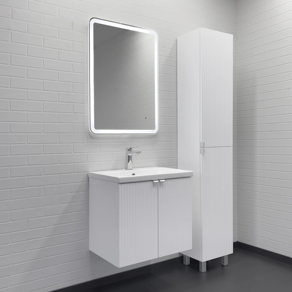 Тумба подвесная Comforty Лима-60П белый матовый с раковиной Комо 60 от магазина Vanna-Vanna.ru!