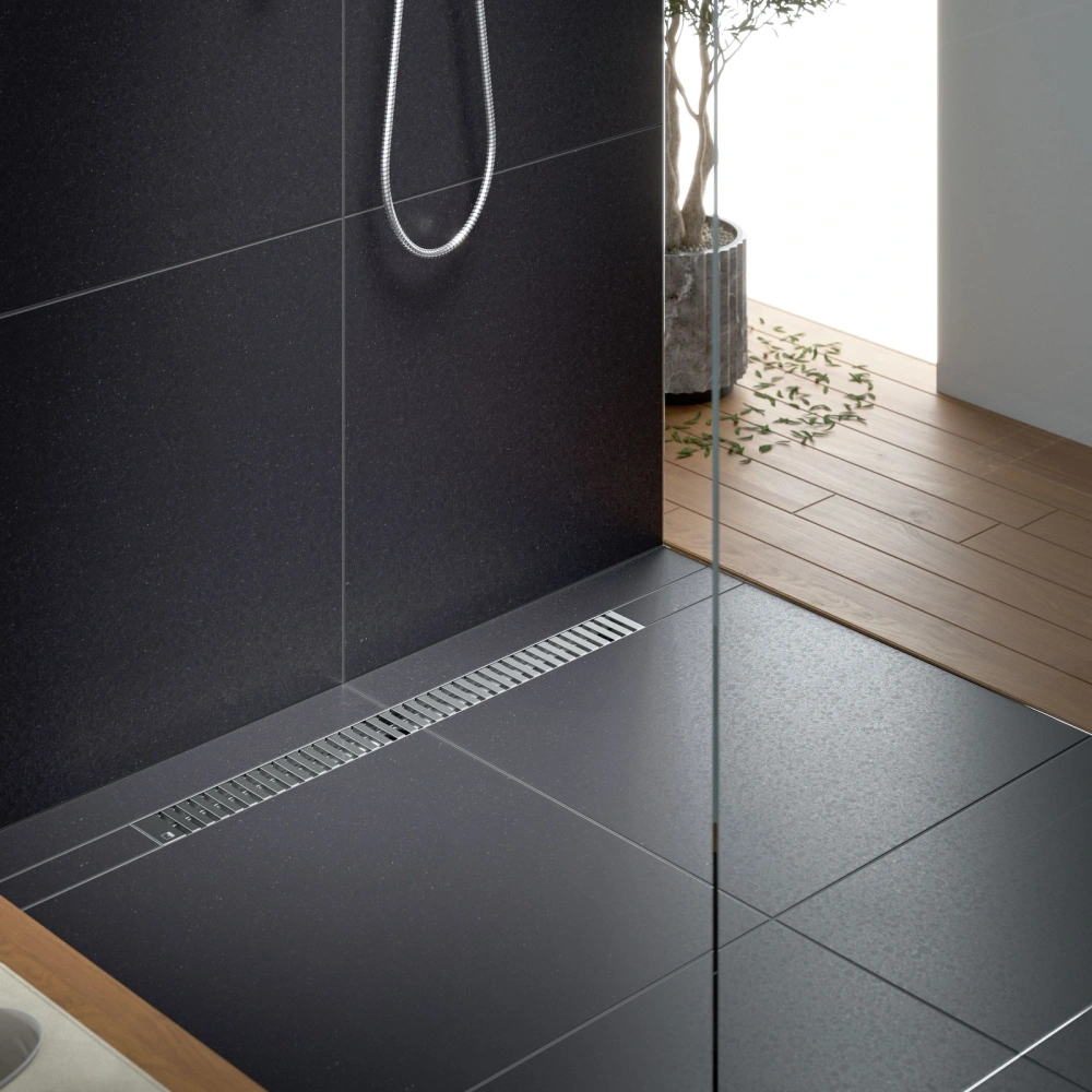 Душевой лоток TIMO Drain System 800 с вставкой "lines", Сатин от магазина Vanna-Vanna.ru!