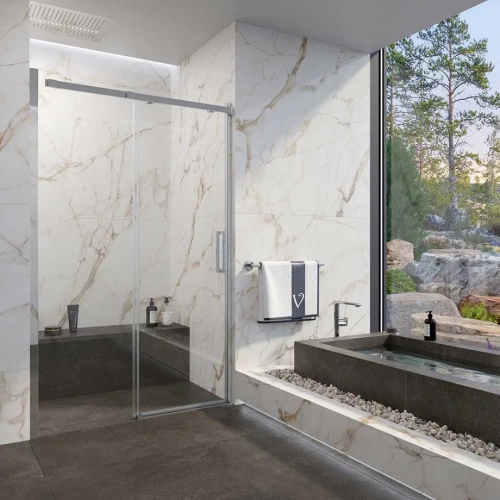 Душевая дверь Veconi Vianno VN-71, 1400x1950, хром, стекло прозрачное от магазина Vanna-Vanna.ru!