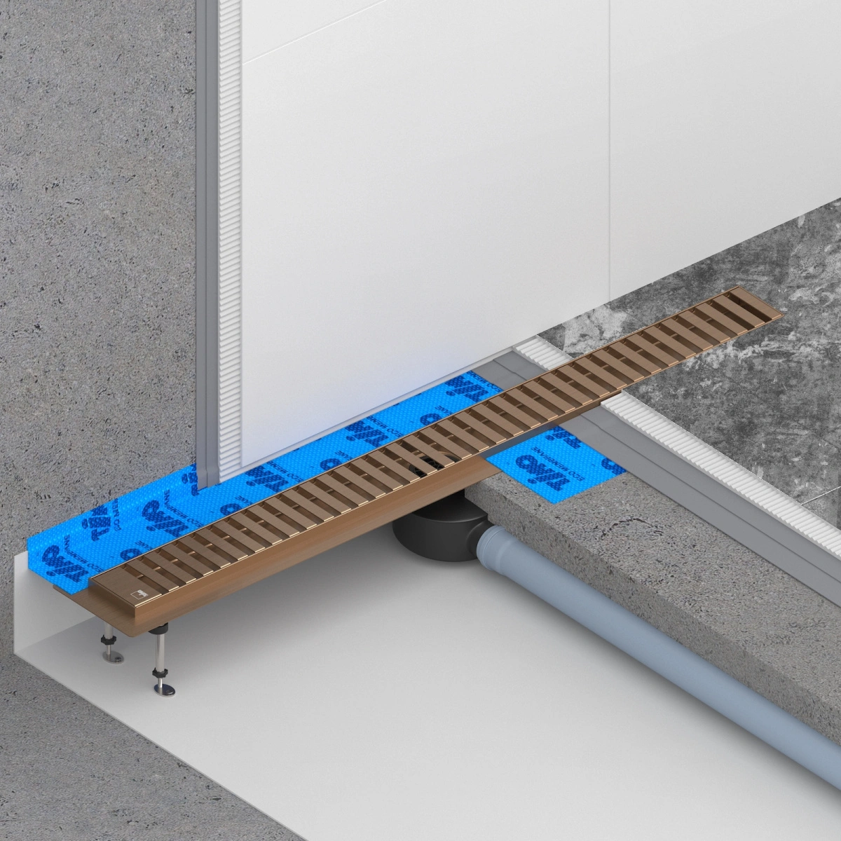 Душевой лоток TIMO Drain System 700 с вставкой "lines", Розовое золото от магазина Vanna-Vanna.ru!
