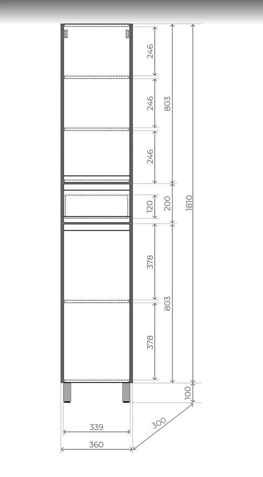 Пенал Style Line Манхэттен 36, напольный, 1 ящик, 2 двери, белый матовый от магазина Vanna-Vanna.ru!