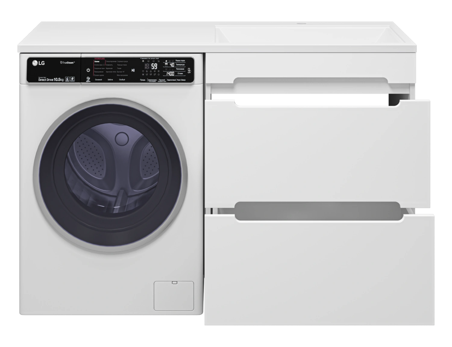 Тумба с раковиной Misty Байкал 70 под стиральную машину, с раковиной Misty Гавана 130 L, белый от магазина Vanna-Vanna.ru!