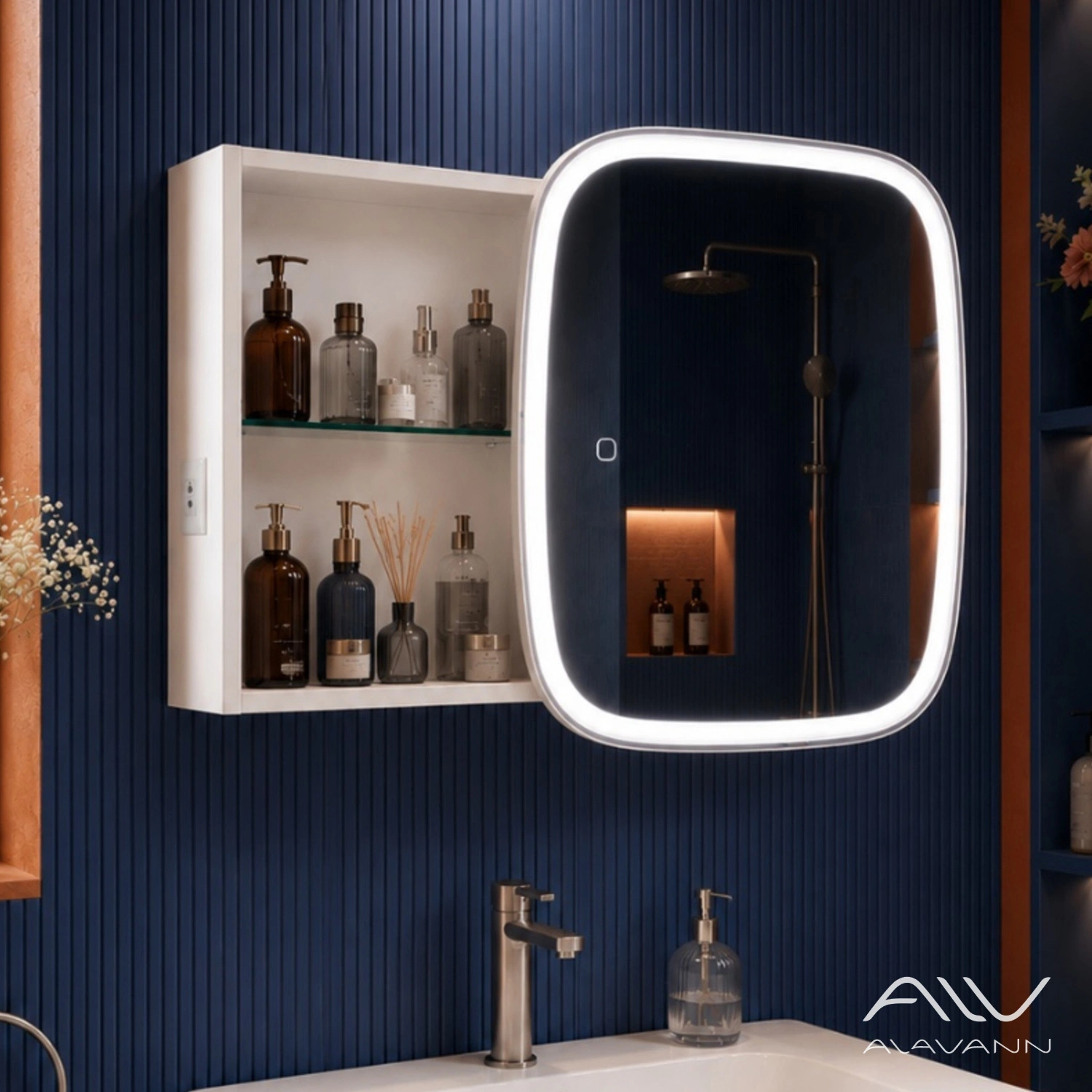 Зеркало-шкаф Alavann Rado Vizazh 60x60 с приближением, подсветкой, сенсорное от магазина Vanna-Vanna.ru!