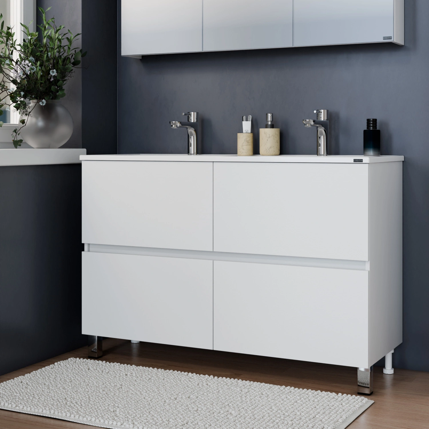 Тумба Санта Марс 120 с раковиной Венера 120, белый от магазина Vanna-Vanna.ru!