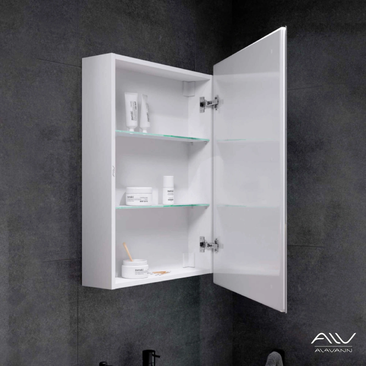 Зеркало-шкаф Alavann Rita Plus 60 свет, часы, сенсор, антизапотевание, белый от магазина Vanna-Vanna.ru!