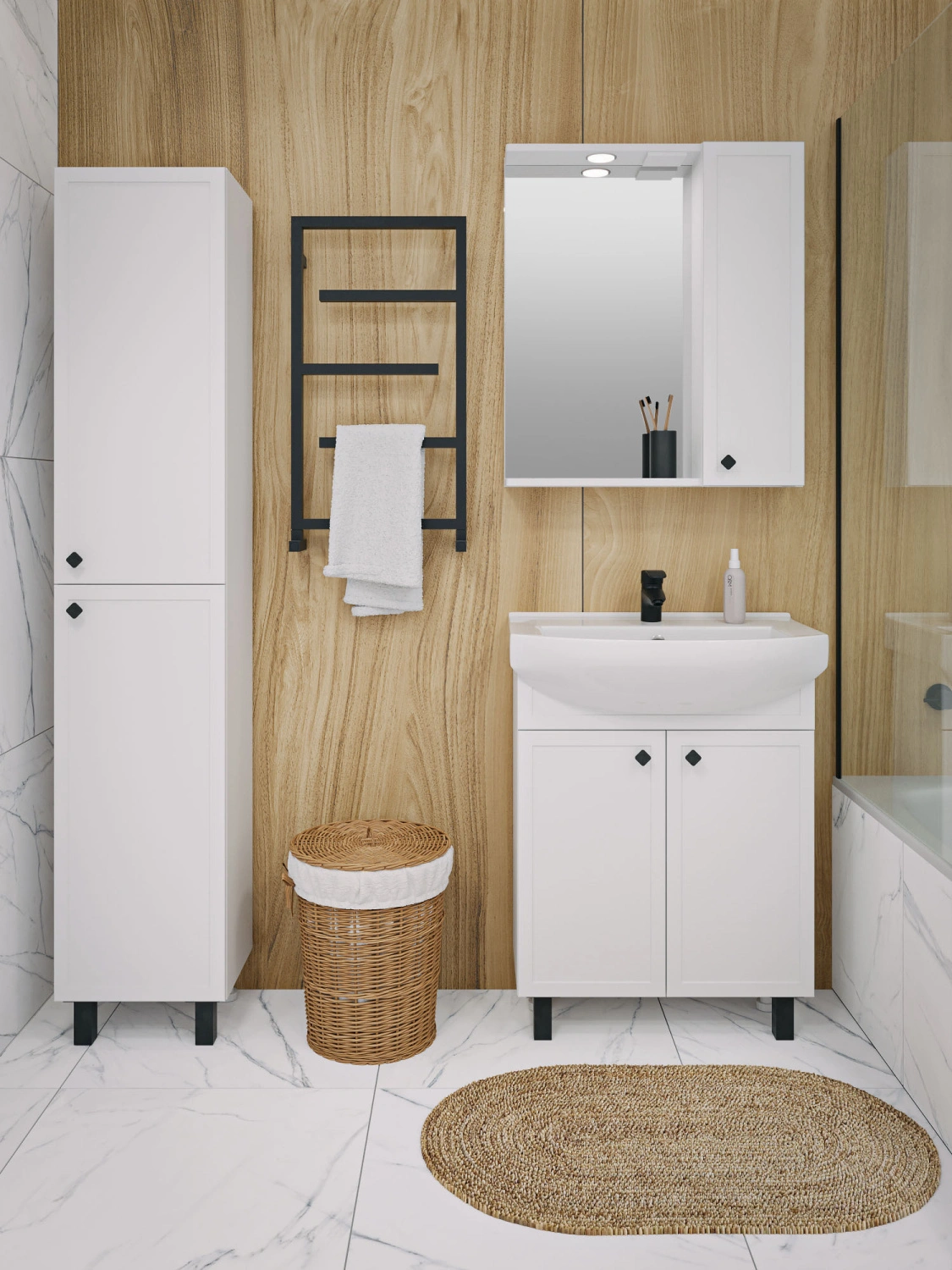 Тумба напольная Runo Римини 65 с раковиной Best 65, белый