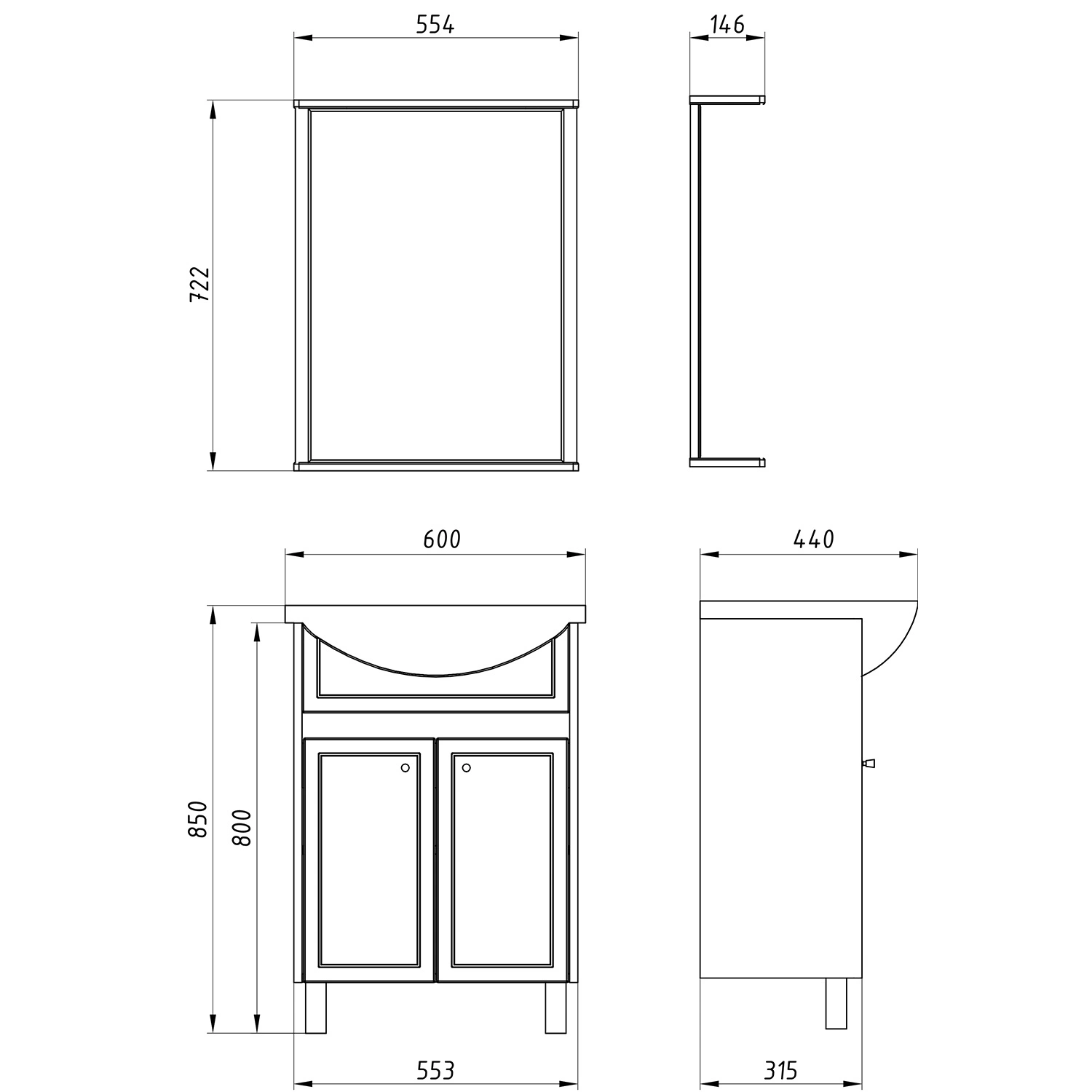 Мебель для ванной Асб-мебель Альпина 60 комплект, напольный, белый/дуб золотой от магазина Vanna-Vanna.ru!