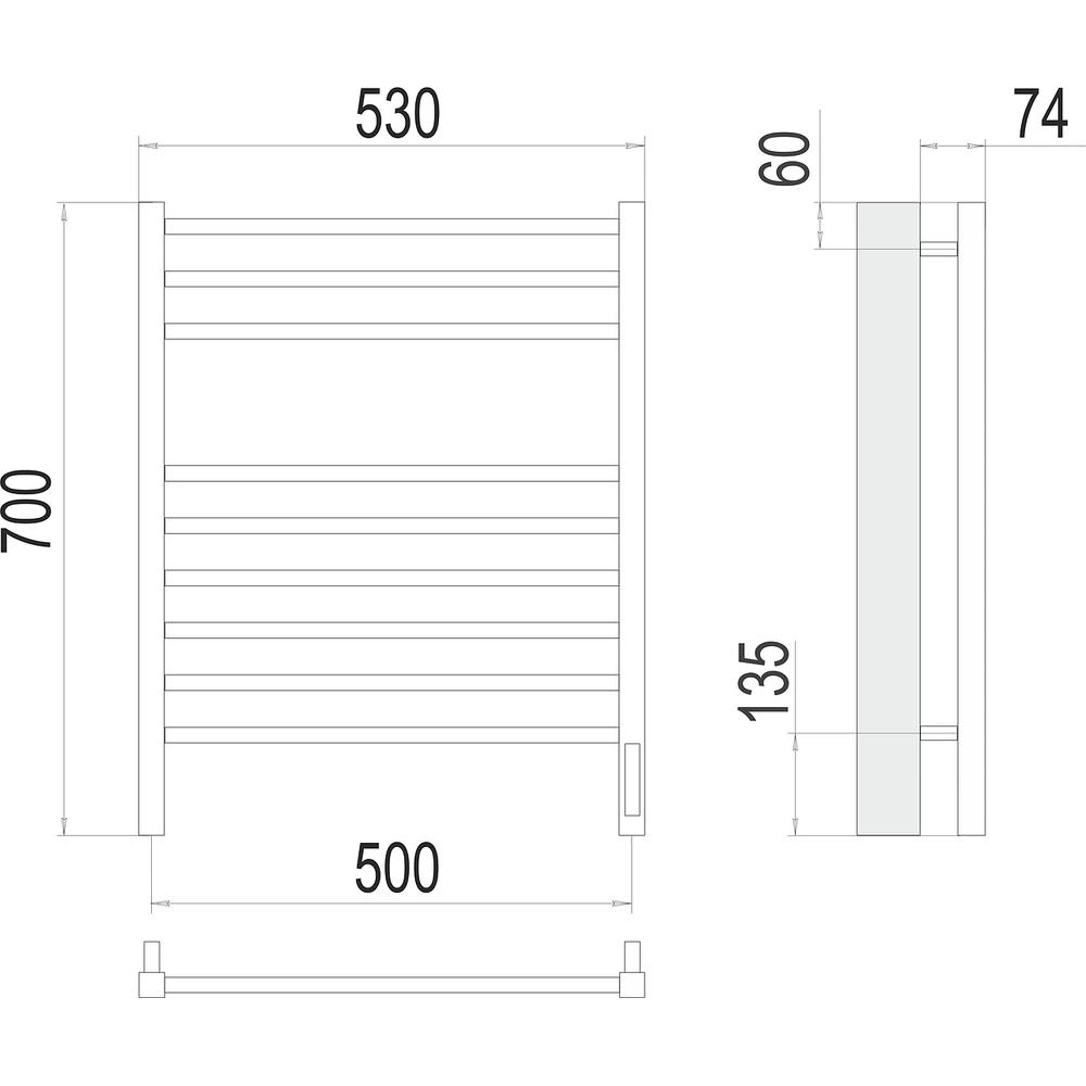 Полотенцесушитель электрический Terminus Сицилия П9 50х70 от магазина Vanna-Vanna.ru!
