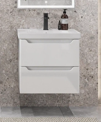 Тумба подвесная SanStar Lanciano 60 с раковиной Грейс 60, белая