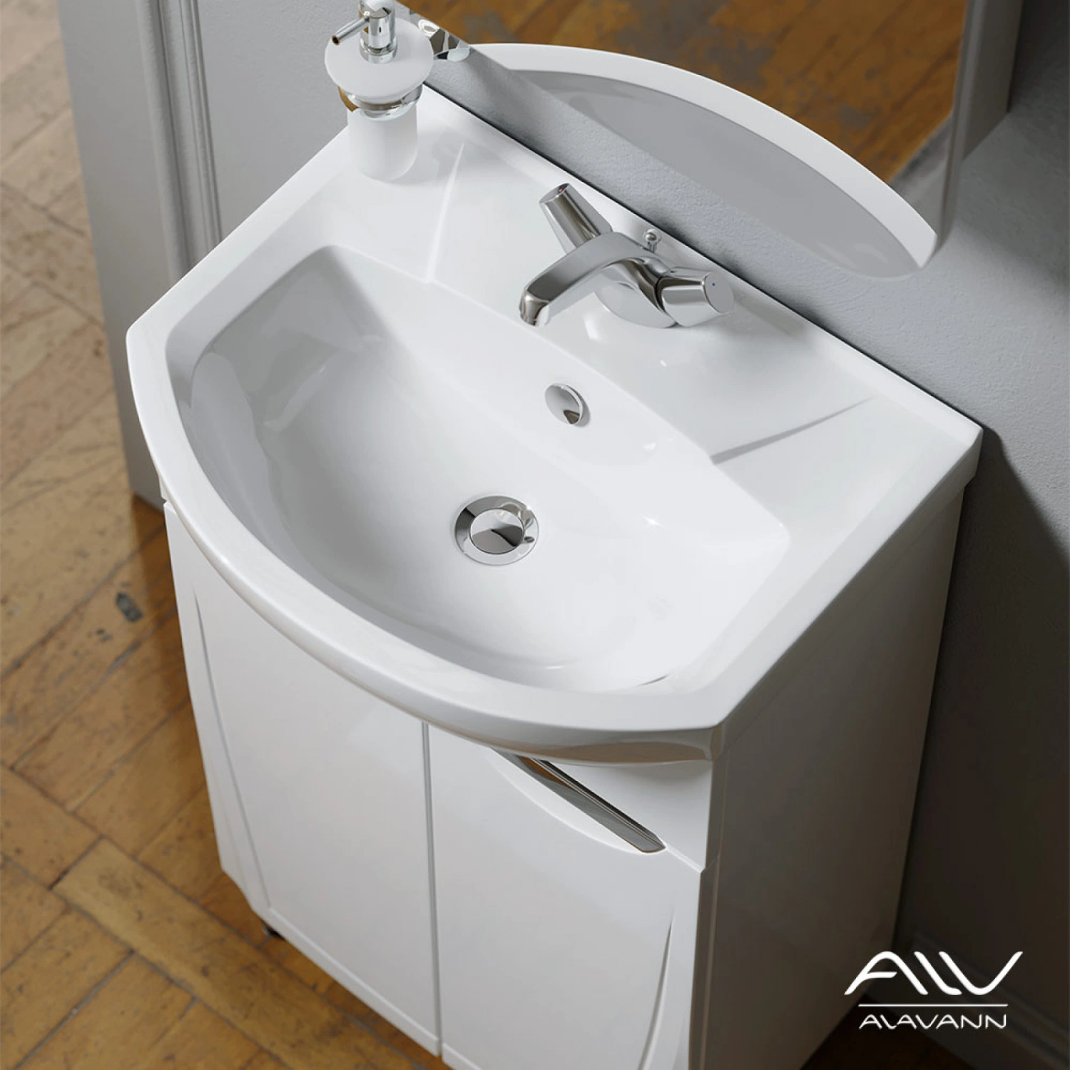 Тумба с раковиной Alavann Monaco 55 напольная, белая от магазина Vanna-Vanna.ru!