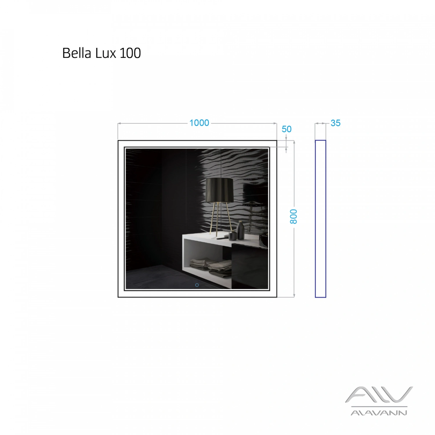 Зеркало Alavann Bella Lux 100 свет, ИК выключатель от магазина Vanna-Vanna.ru!