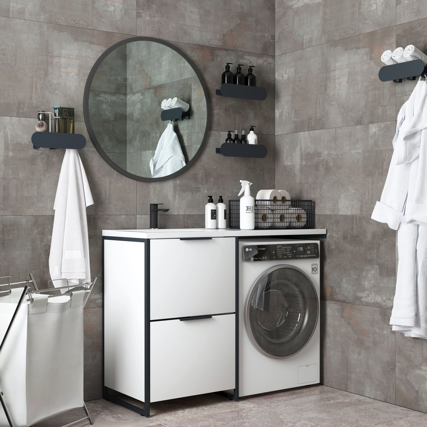 Тумба напольная Corozo Гера 120 Z с раковиной Мадлен 120 L, белый от магазина Vanna-Vanna.ru!