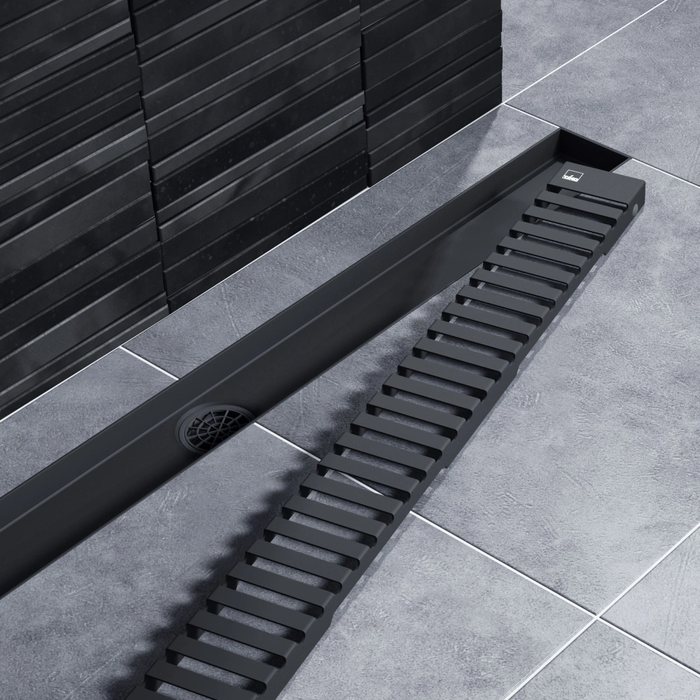 Душевой лоток TIMO Drain System 900 с вставкой "lines", Чёрный от магазина Vanna-Vanna.ru!